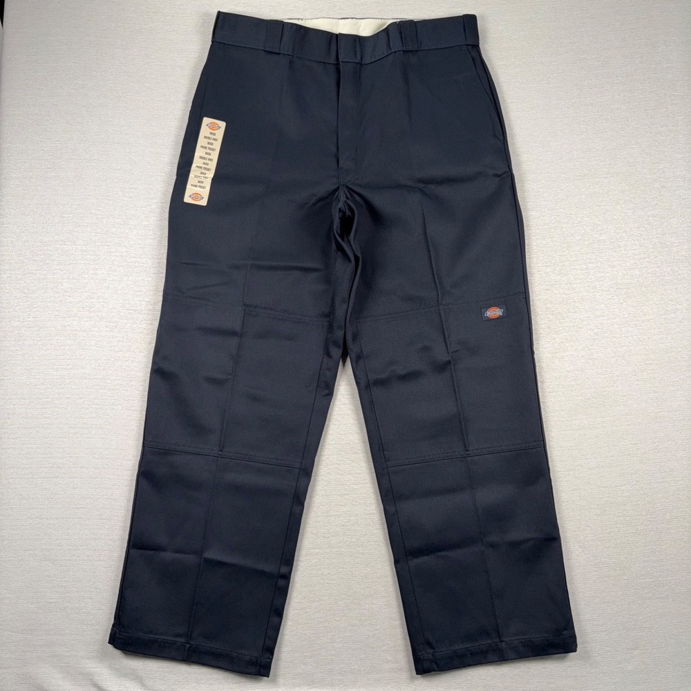Dickies Double Knee Work Pants Loose Fit Mens Size 36x30 Navy Poly Cotton NEW